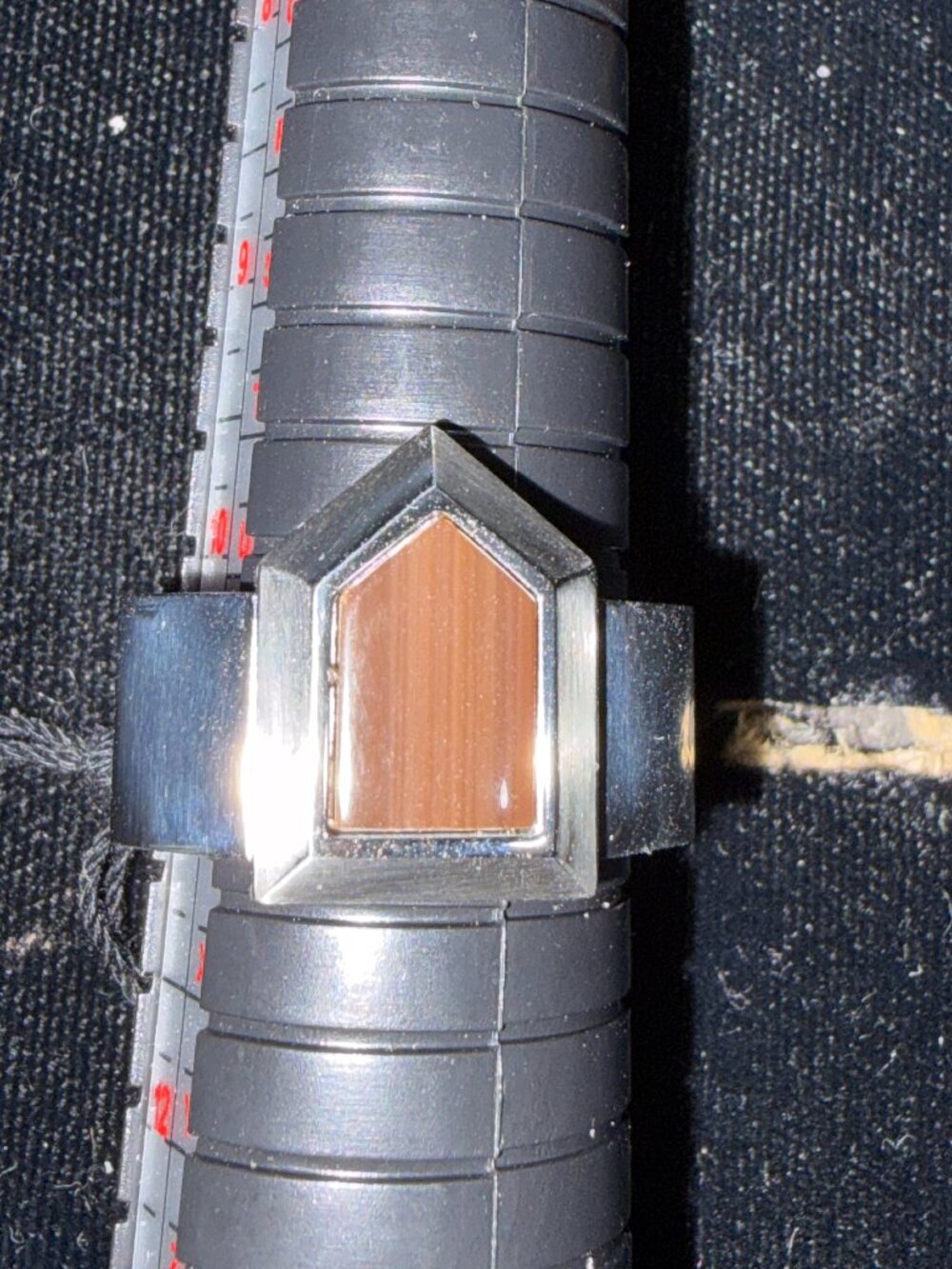 Dyrberg Kern Silvertone Ring with Shield shape simulated gemstone Size 11